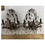 2 PRISM GOLD TOLEWARE FRENCH SCONCES