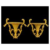 2 CHELSEA HOUSE ORNATE GOLD GILDED WALL SHELVES