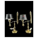 2 BRASS STUDENT LAMPS WITH TOWLE SHADES