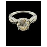 STERLING SILVER CZ ENGAGEMENT RING