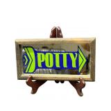 VINTAGE POTTY MIRROR FRAMED SIGN
