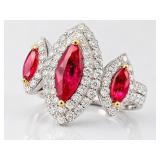 18K 2 TONE RUBY AND DIAMOND RING