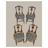 4 WALNUT VICTORIAN HIPREST CHAIRS