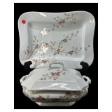 LARGE KARLSBAD COVERED BOWL AND SERVING PLATTER