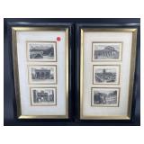 2 GERMAN ENGRAVING COLLAGE PRINTS