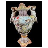 CAPODIMONTE FIGURAL HAND PAINTED URN VASE