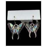 STERLING SILVER OPAL BUTTERFLY EARRINGS IN BOX