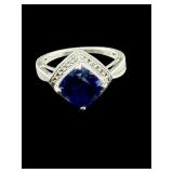 STERLING SILVER SAPPHIRE RING
