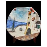 LARGE ITALIAN HAND PAINTED ARTIST SIGNED CHARGER
