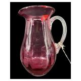 PILGRIM CRANBERRY ART GLASS PITCHER