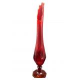 LARGE VIKING RED ORANGE & PERSIMMON SWUNG VASE