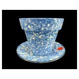 STANGL BLUE AND WHITE SPONGEWARE PLANTER POT