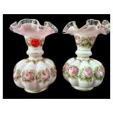 2 FENTON HAND PAINTED CHARLTON COLLECTION PEACH