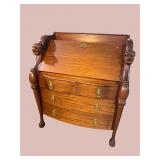 MAHOGANY LIONS HEAD ART NOUVEAU SLANT FRONT DESK
