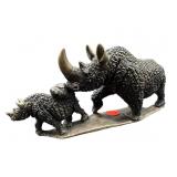 SIGNED GIVEMORE JOKOYA SHONA METAL RHINO SCULPTURE