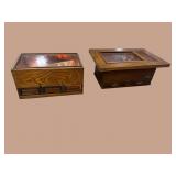 2 JAPANESE COPPER LINED ELM HIBACHI TABLES