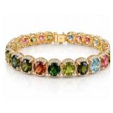 14K TOURMALINE & DIAMOND BRACELET;
