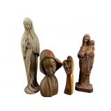 4 PC LOT CARVED MADONNAS