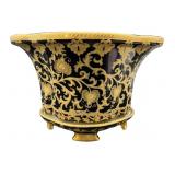 LARGE BLACK GOLD GILDED PORCELAIN PLANTER &