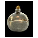 ANTIQUE STERLING SILVER SNUFF BOTTLE AMBER TOP