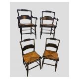 4 HITCHCOCK STYLE RUSH BOTTOM CHAIRS