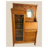 TIGER OAK CARVED SIDE BY SIDE DESK