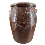 LARGE ANTIQUE 4 GAL. BROWN STONEWARE CROCK