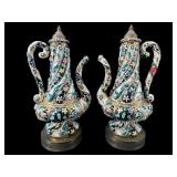 2 CAPODIMONTE HAND PAINTED EWERS