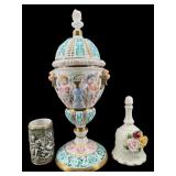 3 PC LOT OF CAPODIMONTE & PORCELAIN