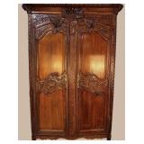 19TH CENT. OAK MONUMENTAL 2 DOOR ARMOIRE