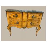 FRENCH MARBLE TOP BRONZE ADORNED 2 DRAWER CHEST