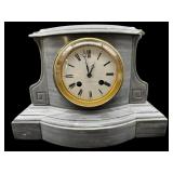 ANTIQUE GRAY MARBLE MANTLE CLOCK