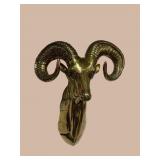 LARGE BRASS HANGING RAMS HEAD