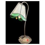 LEADED GLASS BEDSIDE TULIP TABLE LAMP