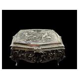 SILVER PLATE VINTAGE CHERUB TRINKET JEWELRY BOX