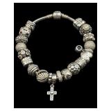 SIGNED PANDORA 2.3 OZ STERLING CHARM BRACELET