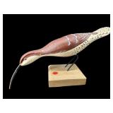 CASEY EDWARDS SIGNED WOODEN SHOREBIRD WITH GLASS