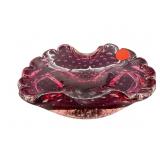 ABSTRACT CONTROLLED BUBBLE CRANBERRY ART GLASS