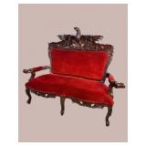 EAGLE CARVED MAHOGANY SETTEE