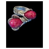 DESIGNER DGS STERLING CABOCHON RED  RUBY RING;