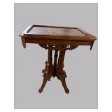 WALNUT VICTORIAN MARBLE TOP TABLE