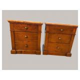 2 EUROPEAN MARBLE TOP 3 DRAWER STANDS