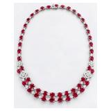 PLAT. BURMESE RUBY & DIAMOND NECKLACE;