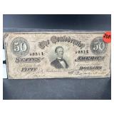 1864 $50 RICHMOND CONFEDERATE NOTE, CIRCULATED