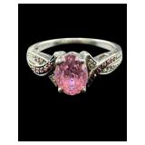 STERLING SILVER PINK TOPAZ CZ RING