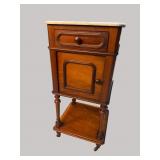 19TH CENT. WALNUT MARBLE TOP COMMODE STAND