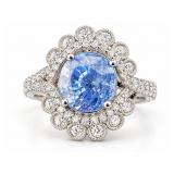 PLATINUM 3.03 CT. BLUE SAPPHIRE & DIAMOND RING