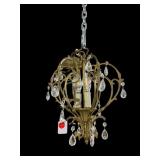 FRENCH BRASS AND PRISM CHANDELIER