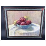 FRUIT BOWL STILL LIFE OIL ON BOARD
