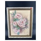 ROSE FLORAL STILL LIFE OIL ON BOARD
